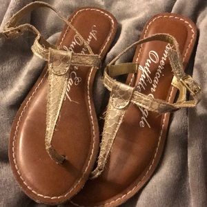 American Eagle metallic gold sandals